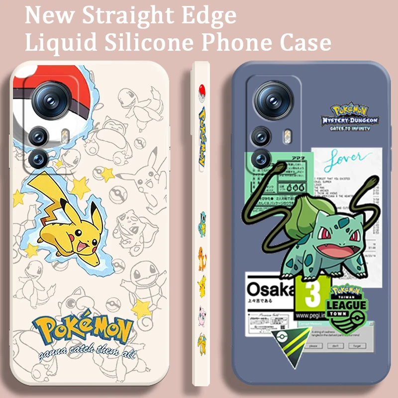 Pokemon Mewtwo Ditto Pikachu Liquid Left Rope For Xiaomi Mi 13 12T 12 11T 11i 11 A3 10T 10 CC9E 9 Pro Lite Ultra 5G TPU