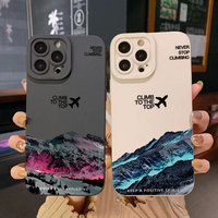 Luxury Mountain Peak Aircraft North Phone Case For iPhone 16 15 14 13 12 11 Pro Max X XR XSMax 8 7 6 6S Plus Soft Silicone Cover