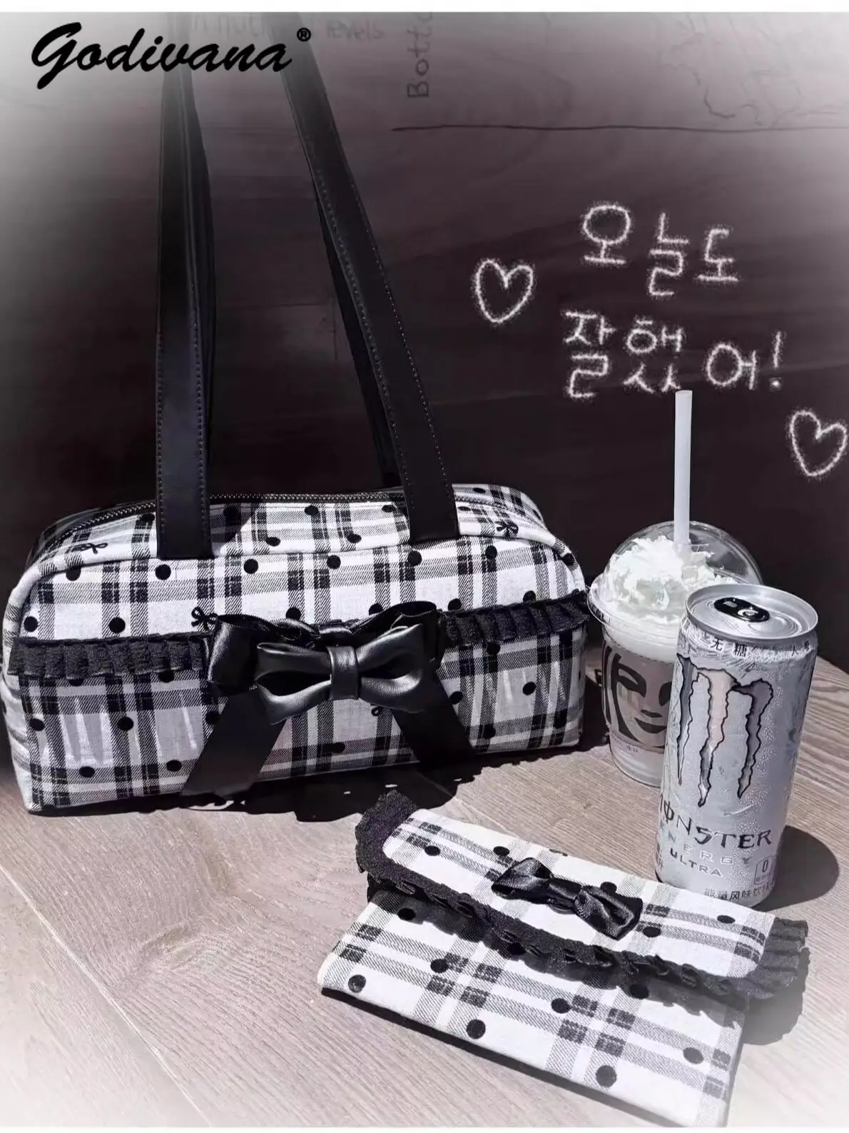 Original Mine‑Style Large‑Capacity Long Underarm Shoulder Bag Japanese Bow Decor Handheld Daily Women Purse for Girls