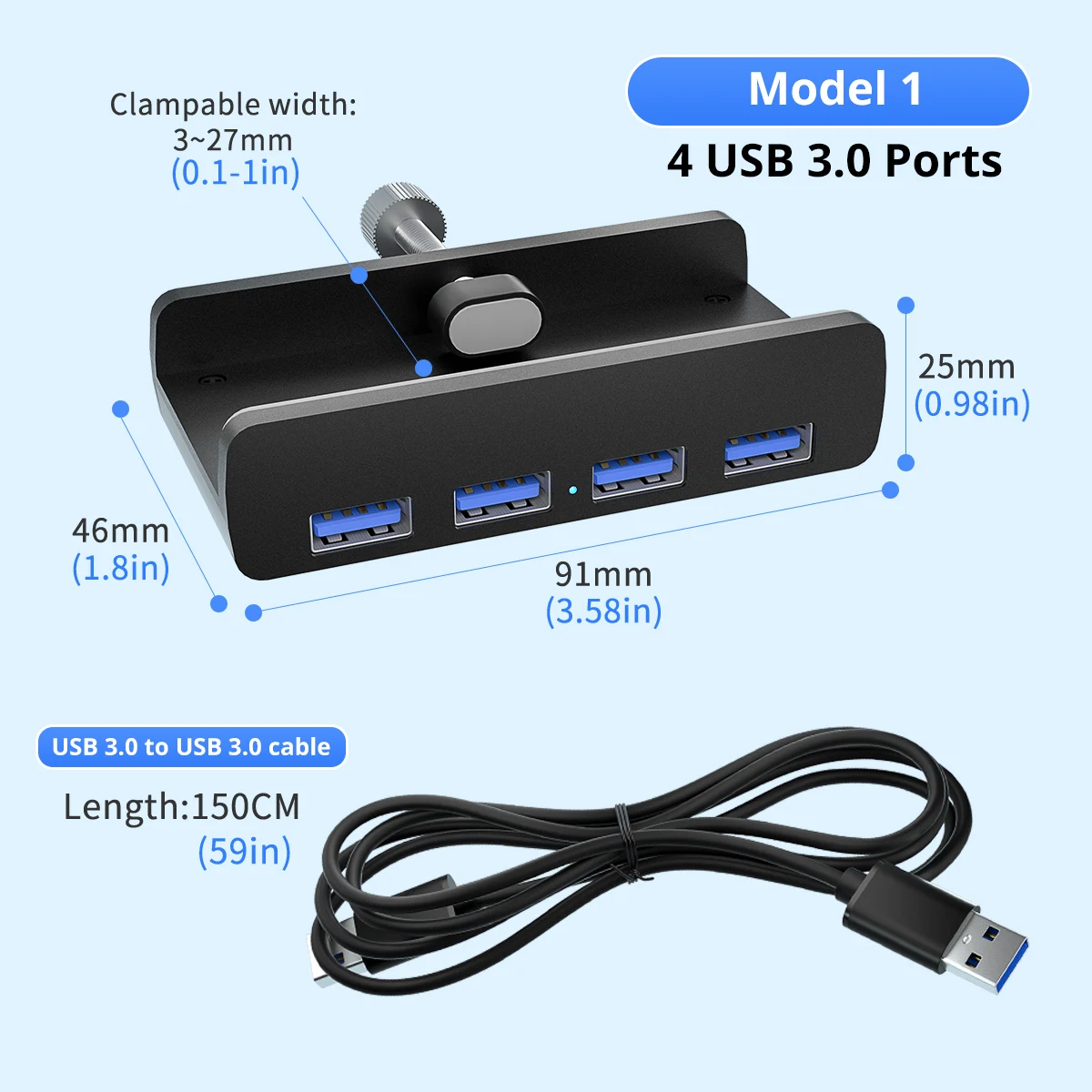 Imagem -02 - Hub Usb de Alta Velocidade com Braçadeira Portas Usb 3.0 Splitter Docking Station tipo c Porta de Alimentação Porta sd tf Black Metal