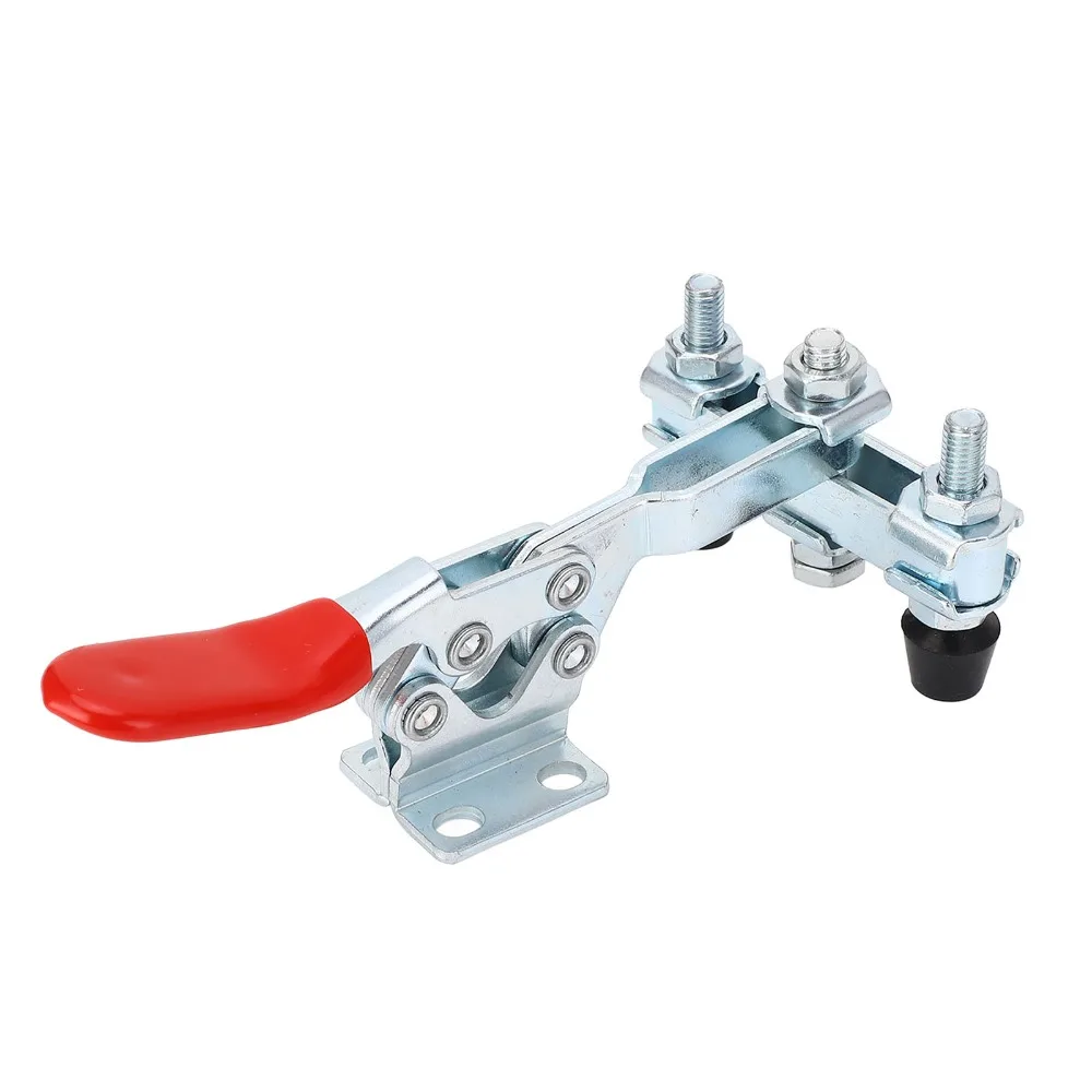 Iron galvanized Toggle Clamp Adjustable Rubber Pressure Tip Horizontal Track Hold Down Clamp Dual Heads Horizontal Clamp