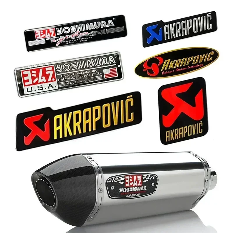 For Honda Yamaha Akrapovic Heat Resistant Decals Cafe Racer 3D Motorcycle Exhaust Pipe Tip Decoration Stickers Moto Aluminium