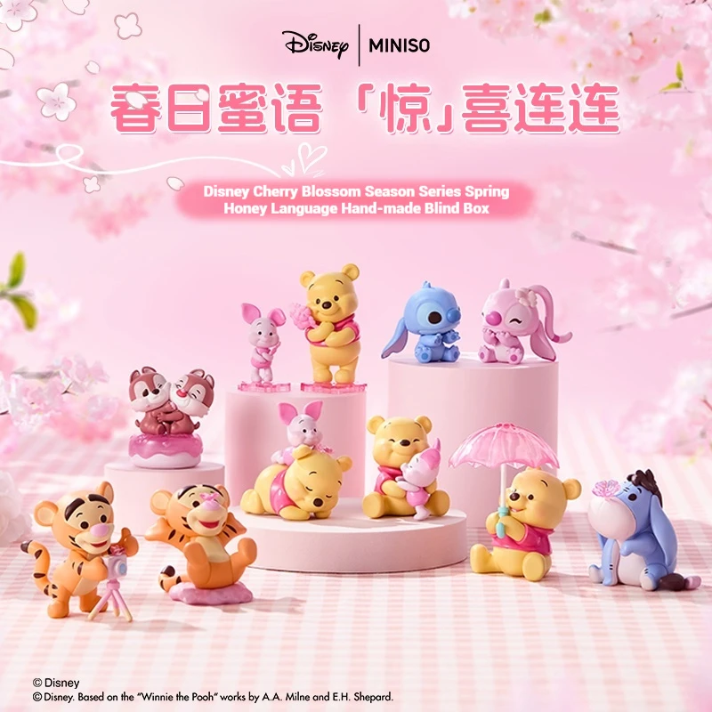 

Authentic Disney Cherry Blossom Season Series Spring Honey Language Handmade Blind Box Winnie The Pooh Stitch Cute Ornament Toy