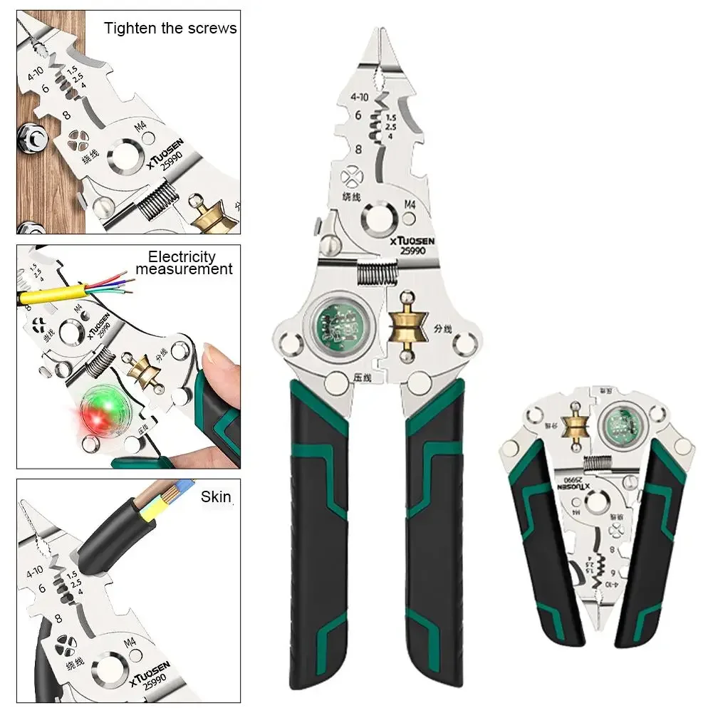 TUOSEN طوي كهربائي تجريد كماشة القاطع قطع والعقص كماشة 4 في 1 سلك تجريد كماشة أدوات كهربائي
