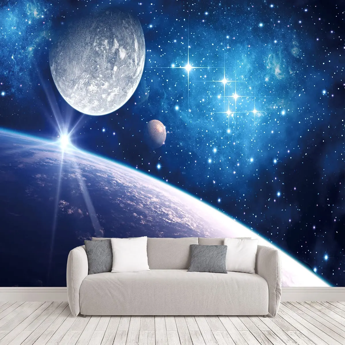 

Custom 3D Mural Kid Wall Paper Universe Starry Sky Background Wall Covering Painting Living Room Bedroom Self-Adhesive Wallpaper