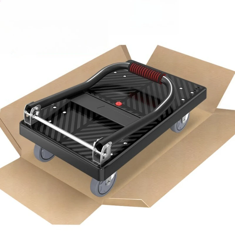 

Folding flat trolley, four steel pipes with a load of 550 kg 90 * 60cm 6 inch brake industrial light sound wheel
