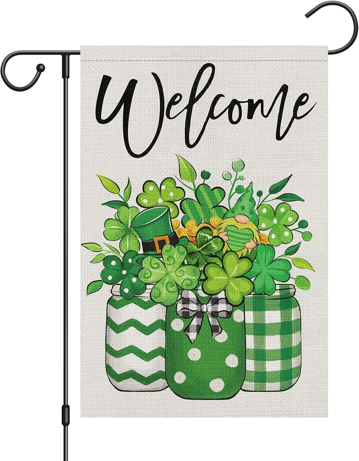 Louise Maelys St Patrick's Day Garden Flag Shamrock Clover Gnome Green Hat Welcomne 12x18 Inch Double Sided Small Burlap YYD EEZ