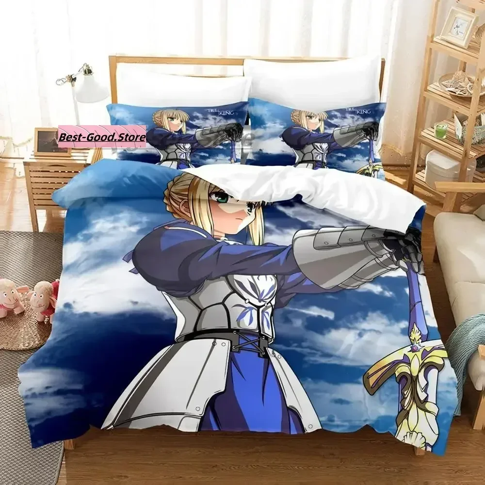

Fate saber 3D Print Anime Bedding set Printed Duvet Cover Pillowcase Single Double Queen Super King Size Sets