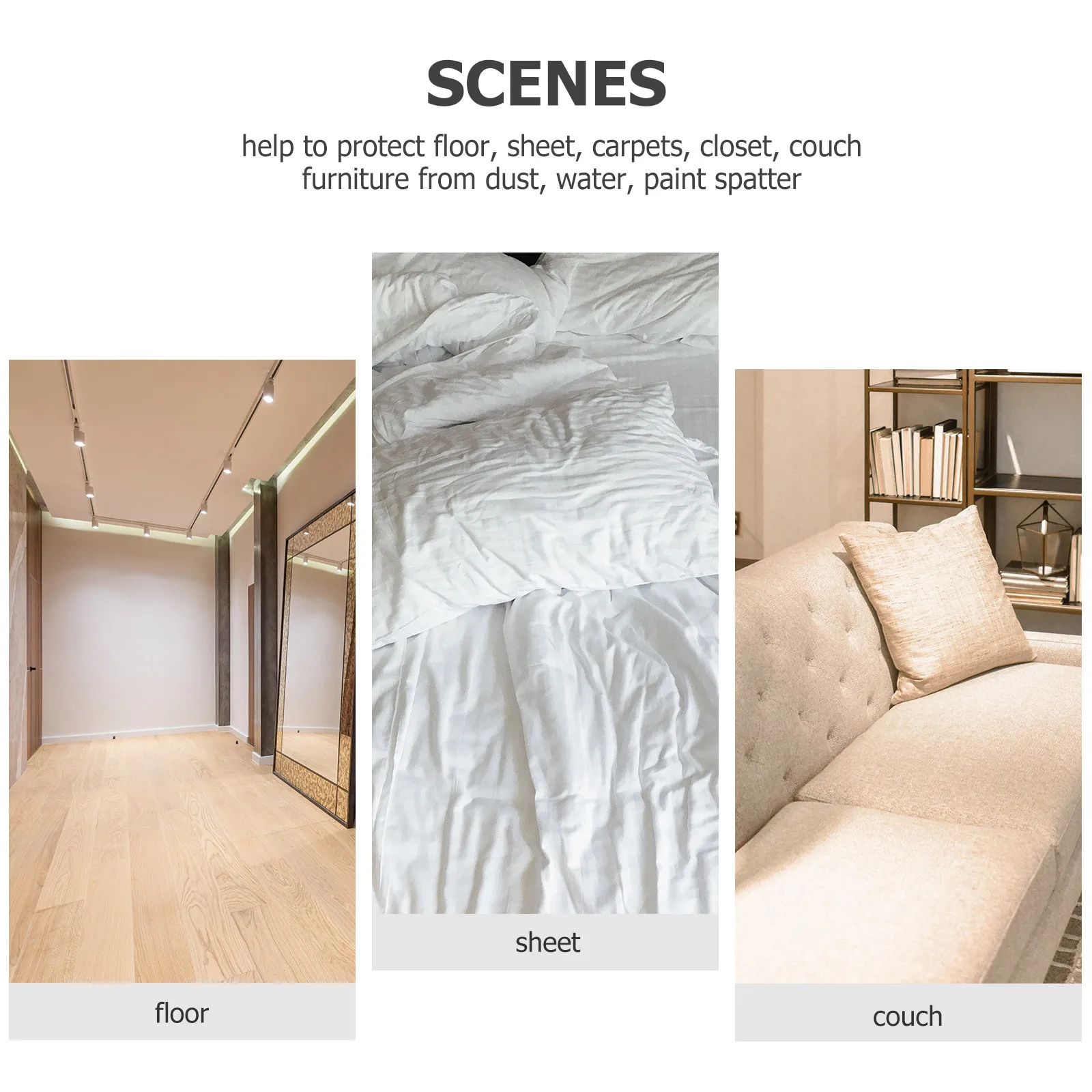 

1 Roll Furniture Dust Cover Plastic Sheeting for Painting Protection Bed Cabinet Couch Floor Covering 20 Meters