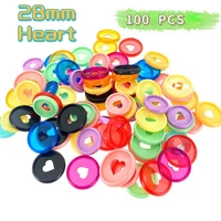 100 Uds. 28mm agujero de seta anillo de hojas sueltas cuaderno álbum libro de datos plástico transparente corazón Macaron disco Discbound Discbound