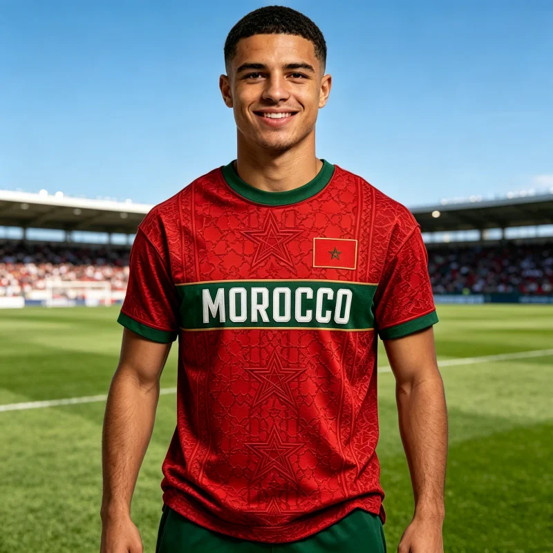 Summer New Moroccan Style Football Jersey Fan Friendly Sports Training Casual Short Sleeved T-shirt Men Women Family Kids Tees