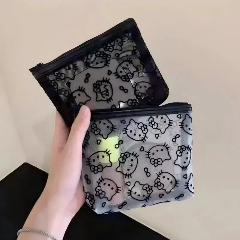 Neue, angesagte Hello Kitty Aufbewahrungstasche, Schlüssel-, Münz- und Kosmetiktasche, Kawaii-Organizer für Mädchen, niedliche tragbare Reise- und Alltagstasche mit Reißverschluss.