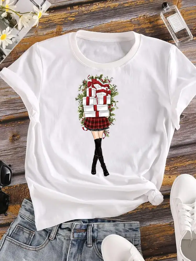 

Clothes Christmas New Year Graphic T-shirt Women Female Gift Trend 90s Lovely Print Top Fashion T Shirt Ladies Clothing Tee