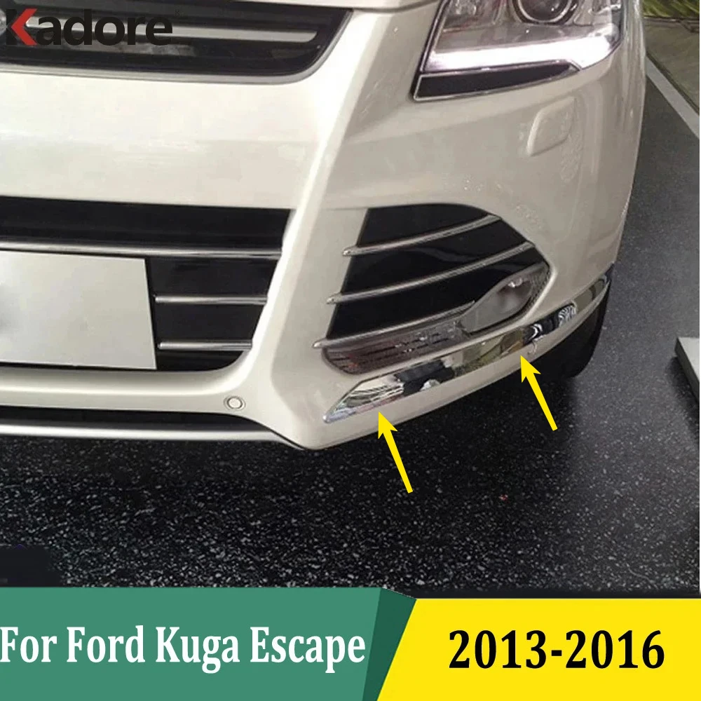 

For Ford Kuga Escape 2013 2014 2015 2016 Chrome Front Bumper Corner Cover Trim Anti-Collision Molding Strip Accessories