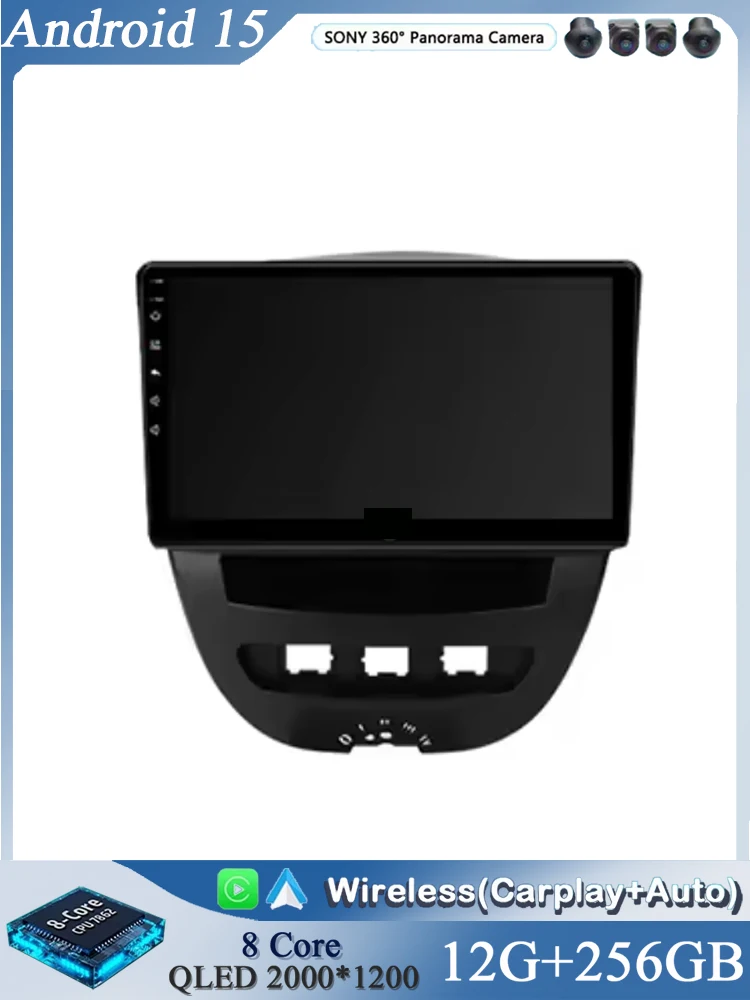 Voor Peugeot 107 Toyota Aygo Citroen C1 2005-2014 Android 16 Carplay & Auto Autoradio Navigatie Multimedia Stereo Speler BT QLED - afbeelding 2