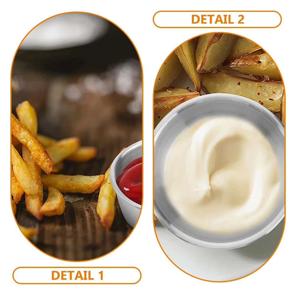 

15pcs Stainless Steel Sauce Cups Dipping Bowls 15 Piece Salad Dressing Containers Reusable Condiment Boxes For Restaurant Home