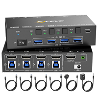 HDMI KVM Switch 4 Computers 8K@60Hz 4K@144Hz, Simulation EDID,4 Port USB3.0 KVM Switch with Audio for 4 Computer Share 1 Monitor