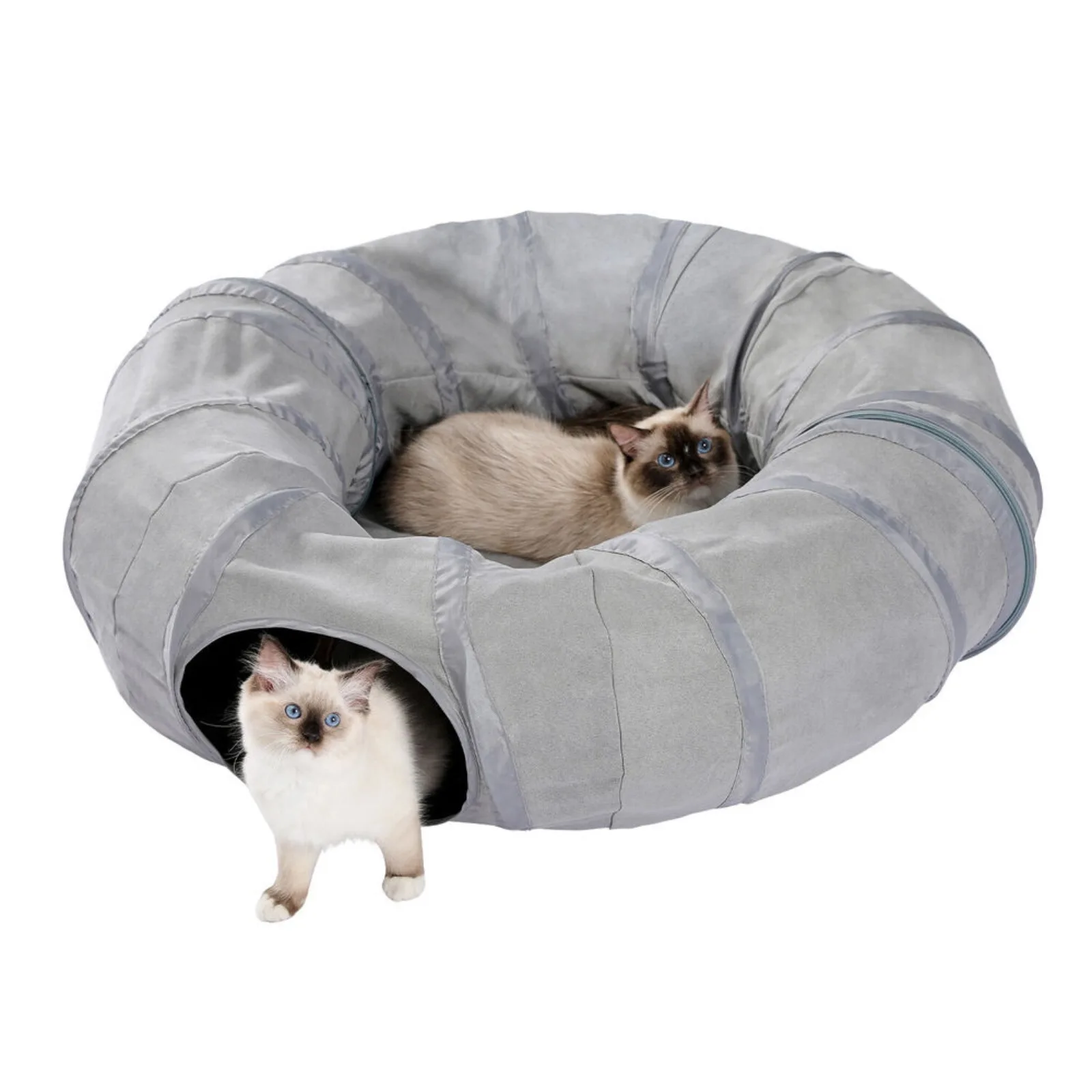 

Cat Tunnel Bed Toy with Central Mat and Peek Hole Collapsible Cat Toys