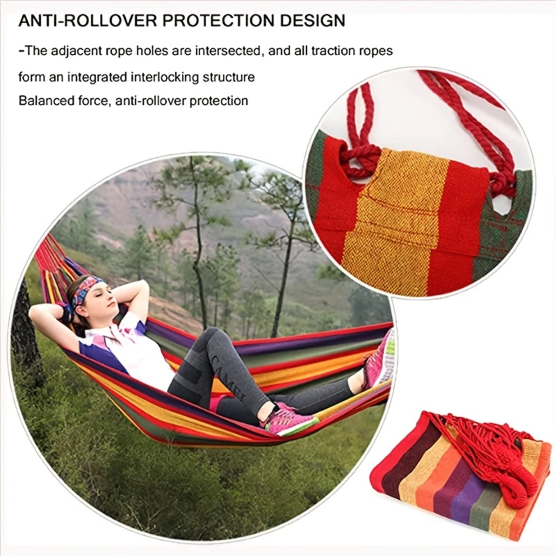 260*80cm Single Without Sticks Swing Hammock Comfortable Outdoor anti-tip Canvas Hammock Safe Sturdy Hammock Set