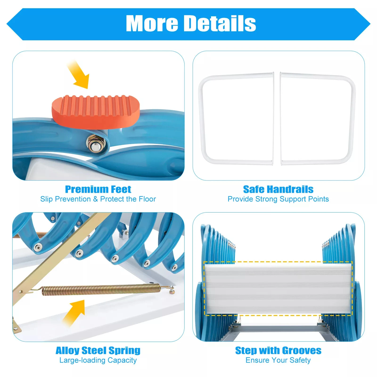 12-Step Wall-Mounted Attic Ladder: Folding Stairs with Pull-Down Design