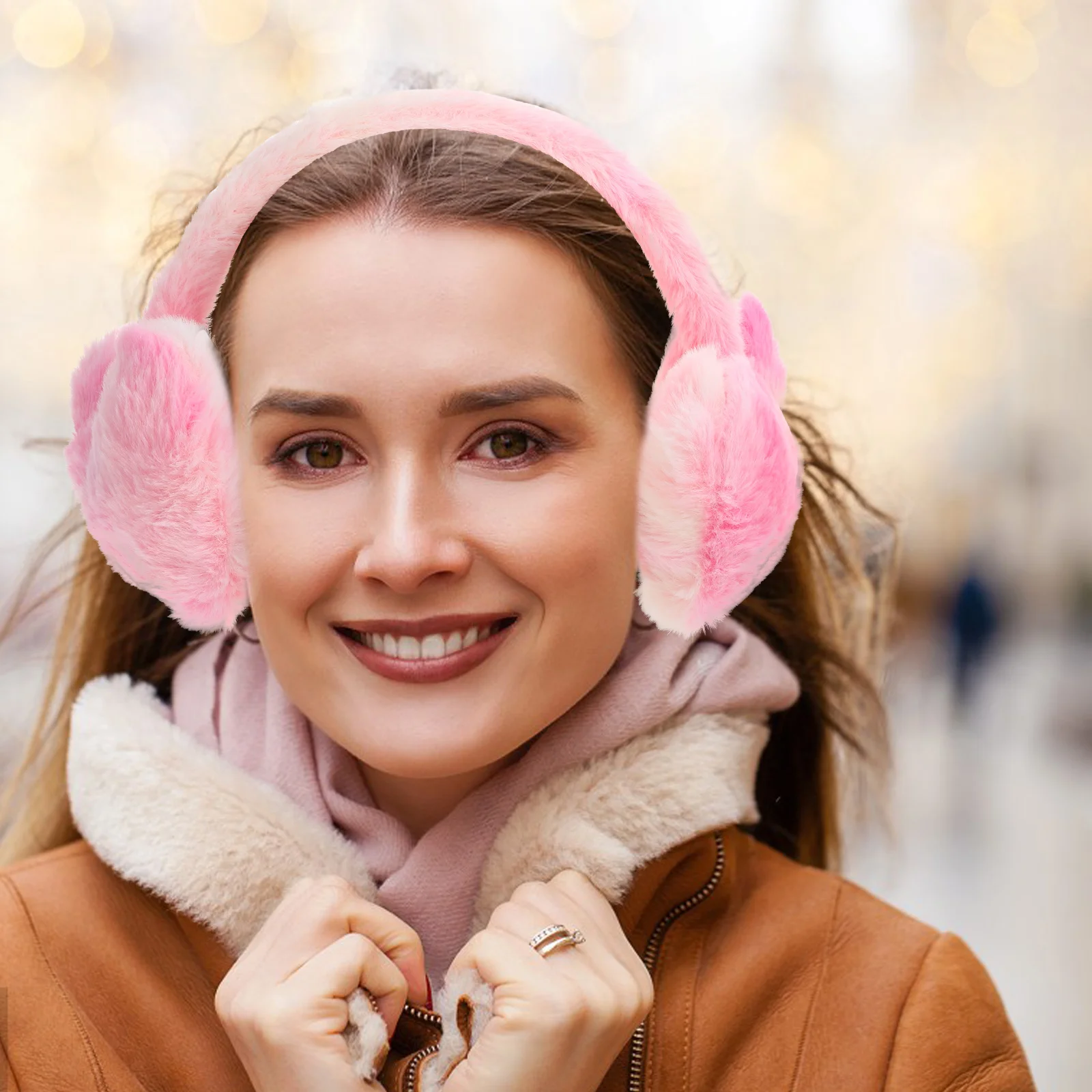 Quente earmuff fuzzy orelha rosa bonito earmuff capa de orelha muff forma coração orelha mais quente inverno para mulheres crianças ao ar livre esqui correndo