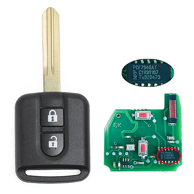 KEYECU 2 Bottoni 5WK4 876/ 818 433MHz PCF7946A ID46 Chip Per Nissan Elgrand X-TRAIL Qashqai Navara Micra Nota NV200 Chiave A Distanza