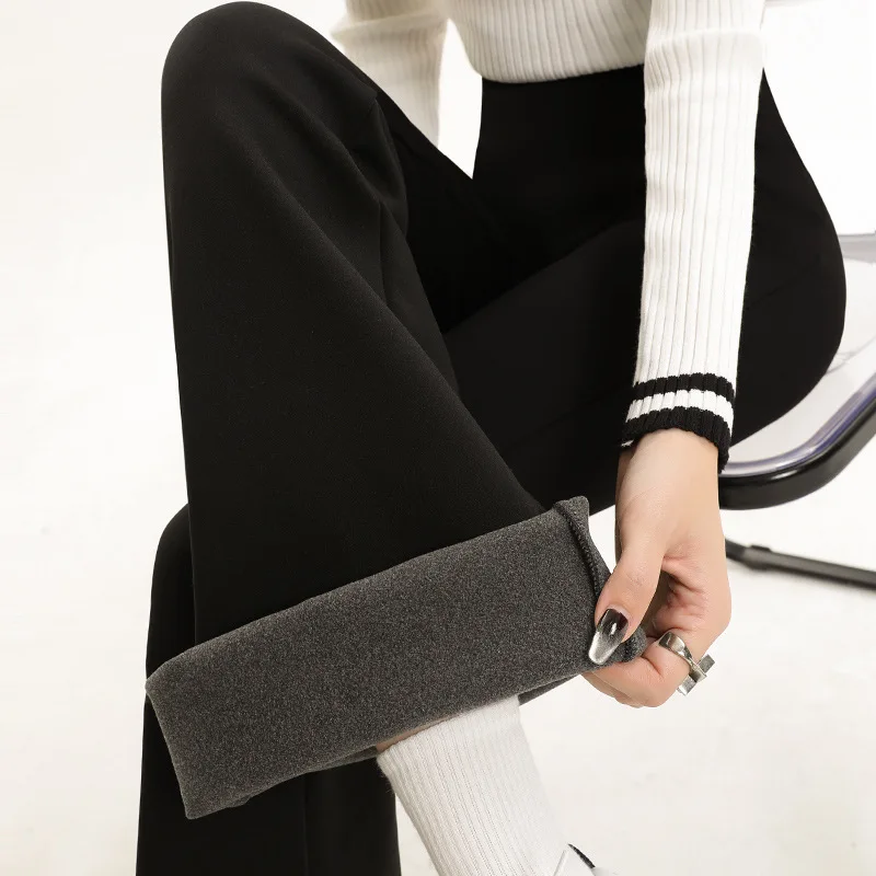 Women's Flared Pants Autumn Winter New 2025 Korean Style High Waist High Elasticity Outer Wear Casual Pants Barbie Feeling Drape