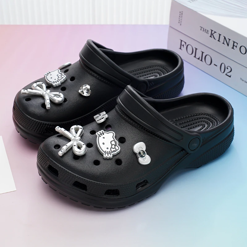 [Hello Kitty Charm] Hello Kitty Themed Shoe Charm Set ABS Removable DIY Accessories, Animal-Themed Shoe Buckle Decor Xmas Gifts