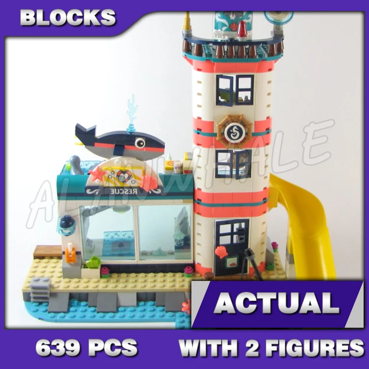 639pcs Friends Lighthouse with Floodlight Rescue Center Water Scooter Lab 11372 Building Blocks Sets Compatible With Model