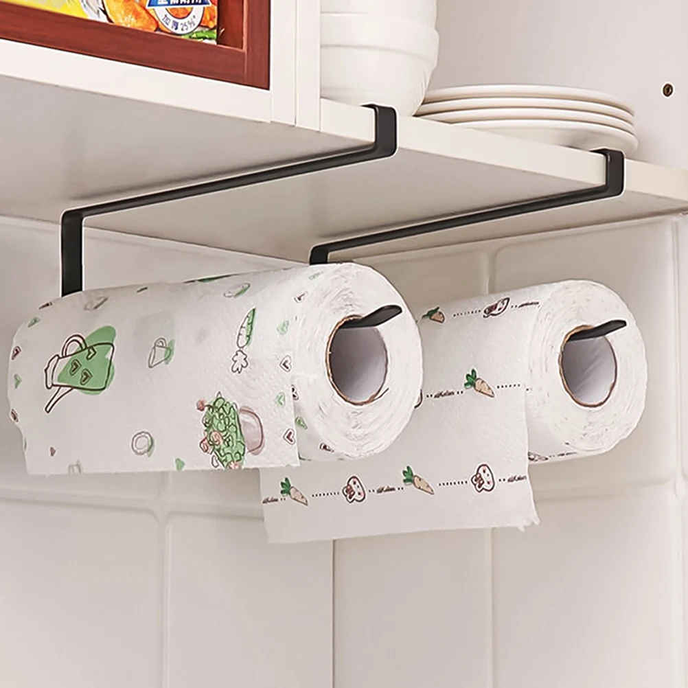

2 Pcs Roll Holder Under Cabinet Paper Rack No Punching Towel for Towels Wrought Iron