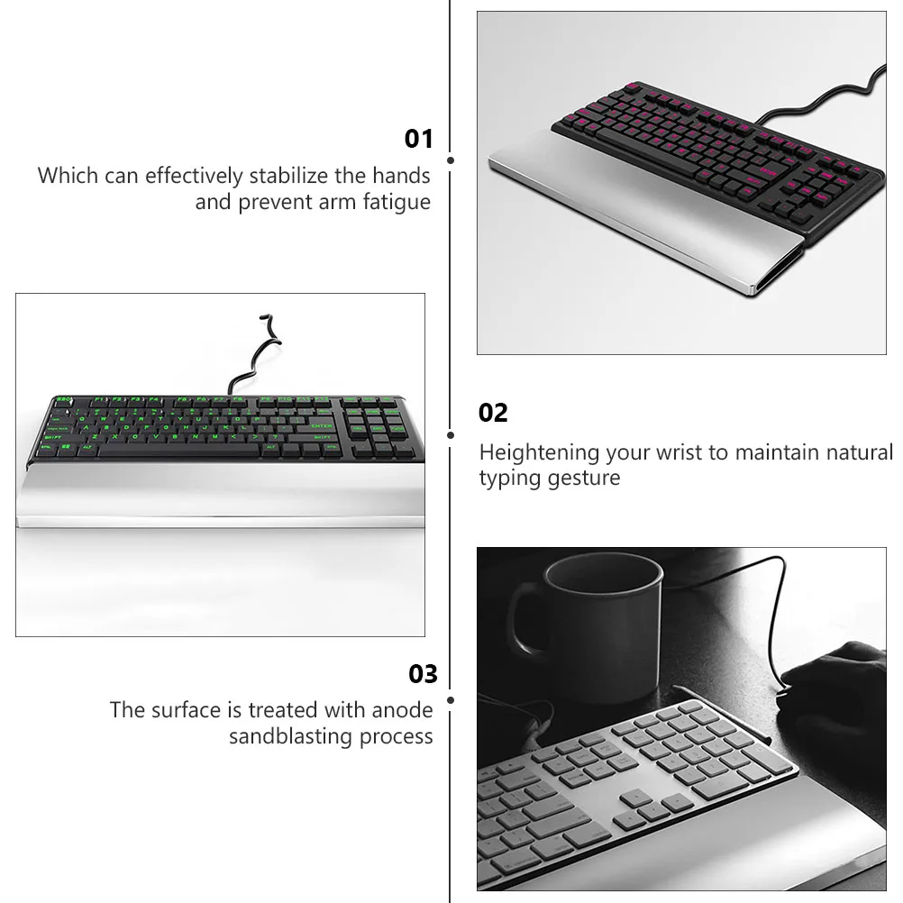 

Mechanical Keyboard Hand Rest 87 Keys Aluminum Alloy Ergonomic Wrist Support Pad Non Slip Bottom Heavy Duty Construction Stable