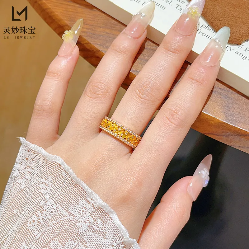 Women's Wheat Ear Open Ring, 24K Gold, AU999 | 