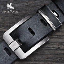 New Leather Cowhide Men's Belt Fashion Metal Alloy Pin Buckle Adult Luxury Brand Jeans Business Casual Waist Male Strap Brand