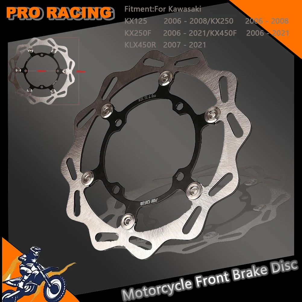 

Motorcycle 270mm Front Floating Brake Disc Rotor Disk For Kawasaki KX125 KX250 2006-2008 KX250F KX450F KLX450R 2007-2021