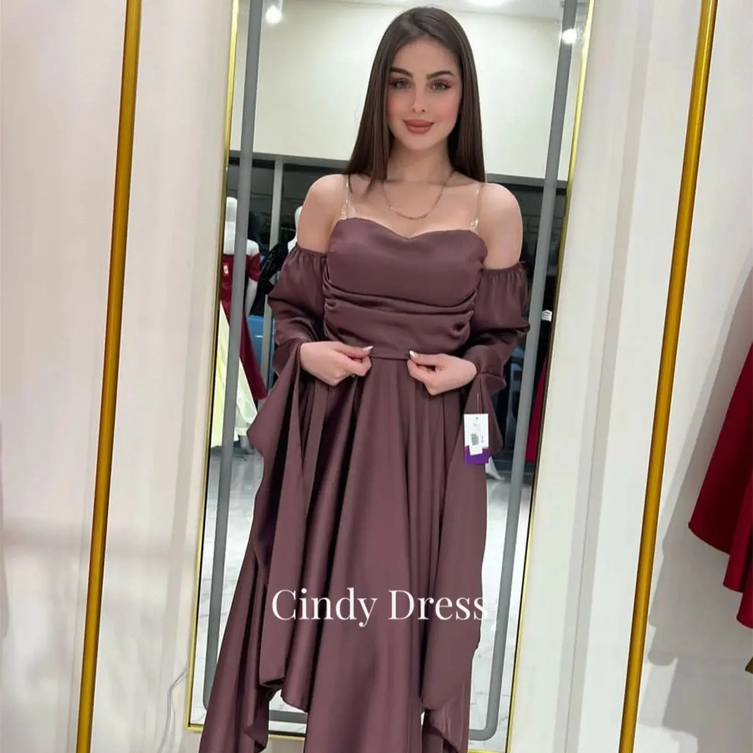 

Cindy Satin Long Party Dresses Luxury Evening Tube Top Wedding Guest Women Saudi Arabia Suitable Request Grace Ladies Gala Dress