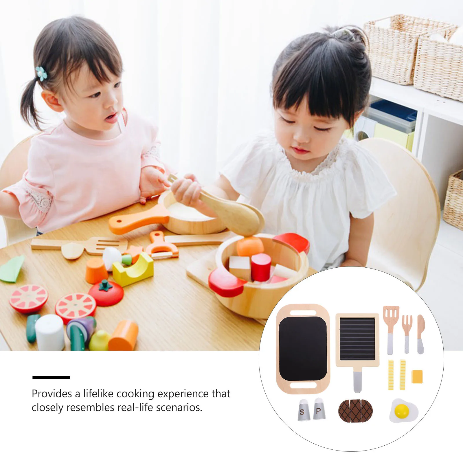 1Set Houten Nep Voedsel Speeltoestel Biefstuk Gebakken Ei Simulatie Keuken Accessoires Kids Fantasiespel Games Bevorderen Hersenontwikkeling