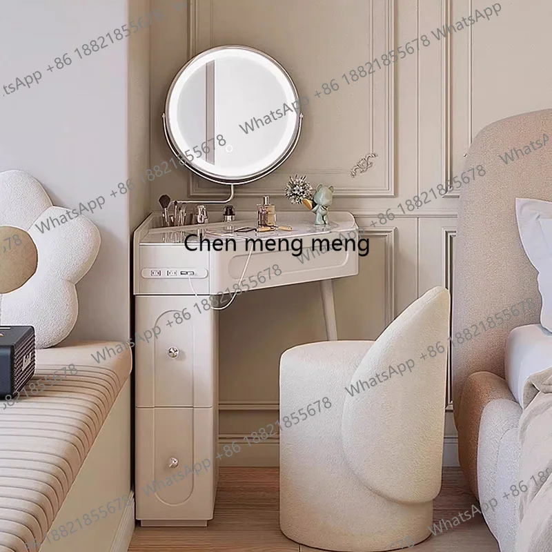 

Luxury Makeup Vanity Table Bedroom White Mirror Desk Dressing Table Modern Corner Wood Mesa De Maquillaje Postmodern Furniture