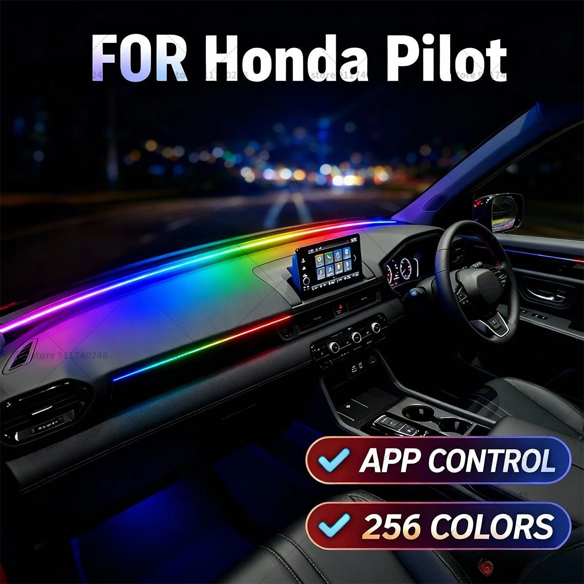 

For Honda Pilot Automotive decoration light strip, colorful acrylic front windshield soundproofing strip, ambience light