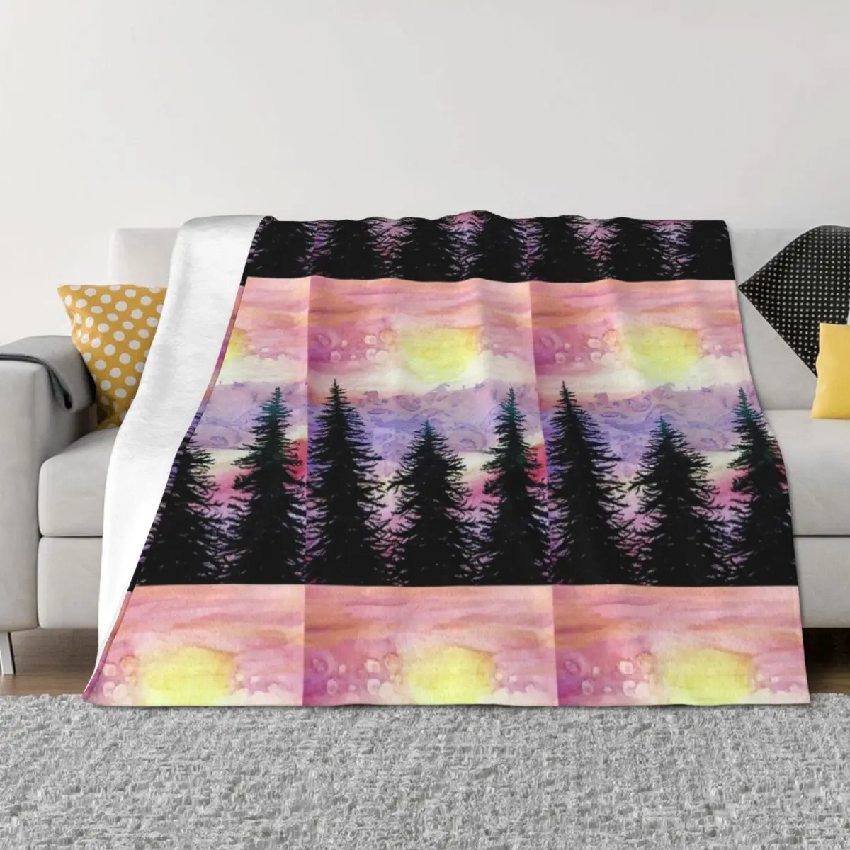 

Sunset Silhouette Throw Blanket Luxury Throw Plush Single Summer Beddings Blankets