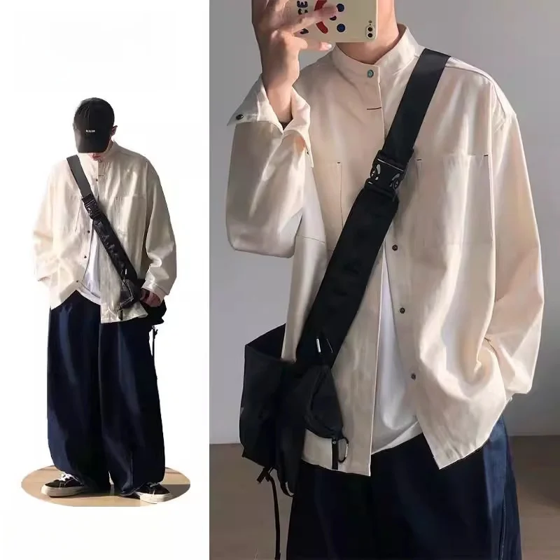 

Японский свободный повседневный длинный све мужской irt een бирюзовый декорированный воротник-стойка винтажный модный трендовый джинсовый irt