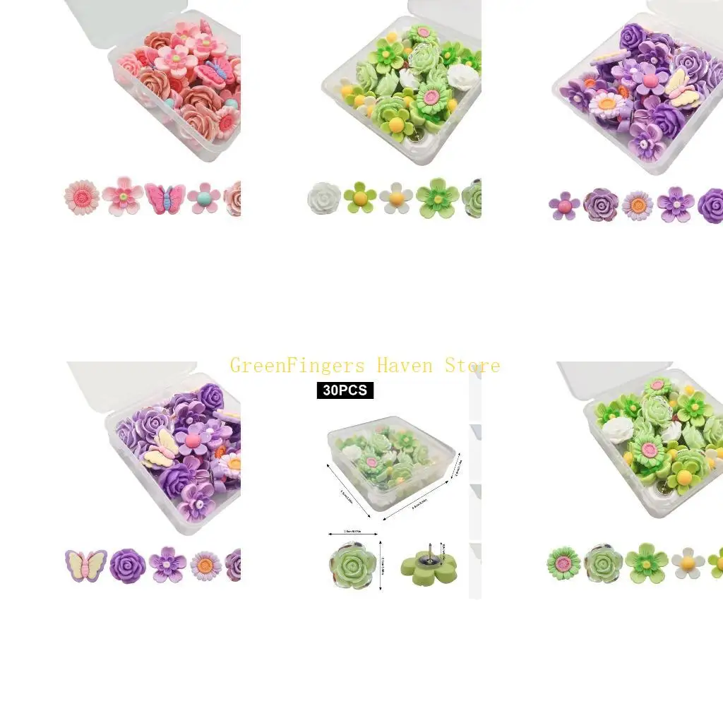

F68D Assorted Colorful Flower Pushpin Flower Tacks for Classroom Decoration