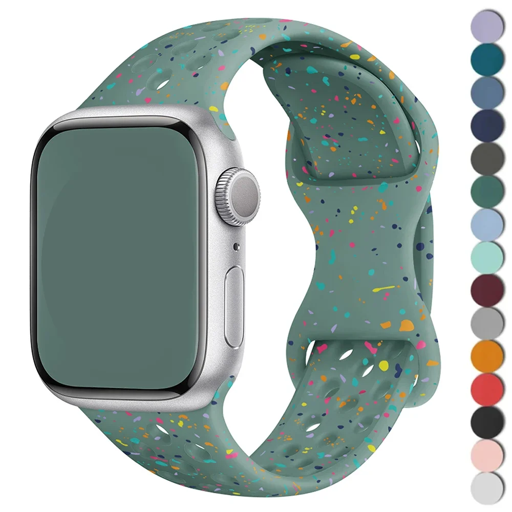 Cinturino in silicone per cinturino Apple Watch Ultra 2 49mm 42mm 45mm 44mm 41mm Bracciale con particelle di colore per IWatch Series 9 8 7 6 5 SE 4 3