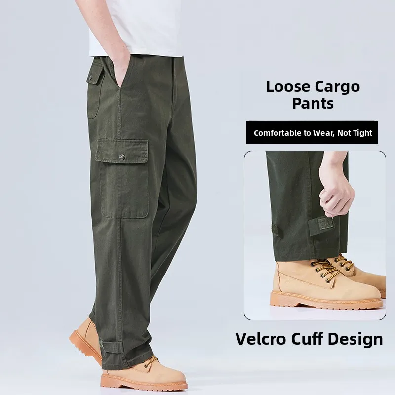 Automne capable ample jambe droite vêtements de travail pour hommes pantalons résistant à l'usure pour le bureau et tenue décontracté jeune énergie Sle