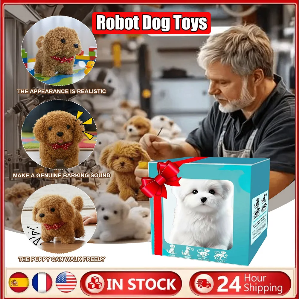 لعبة كلب جرو قطيفة ممتعة واقعية محشوة على شكل ذيل كلب يهز الكلب الإلكتروني التفاعلي للأطفال من سن 3 إلى 6 سنوات