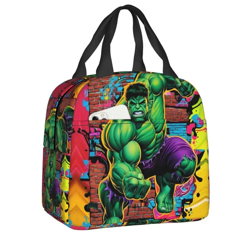 

Custom Hulk Vintage Insulated Lunch Bag for Women Waterproof Fashion Film Cooler Thermal Lunch Tote Office Picnic Travel