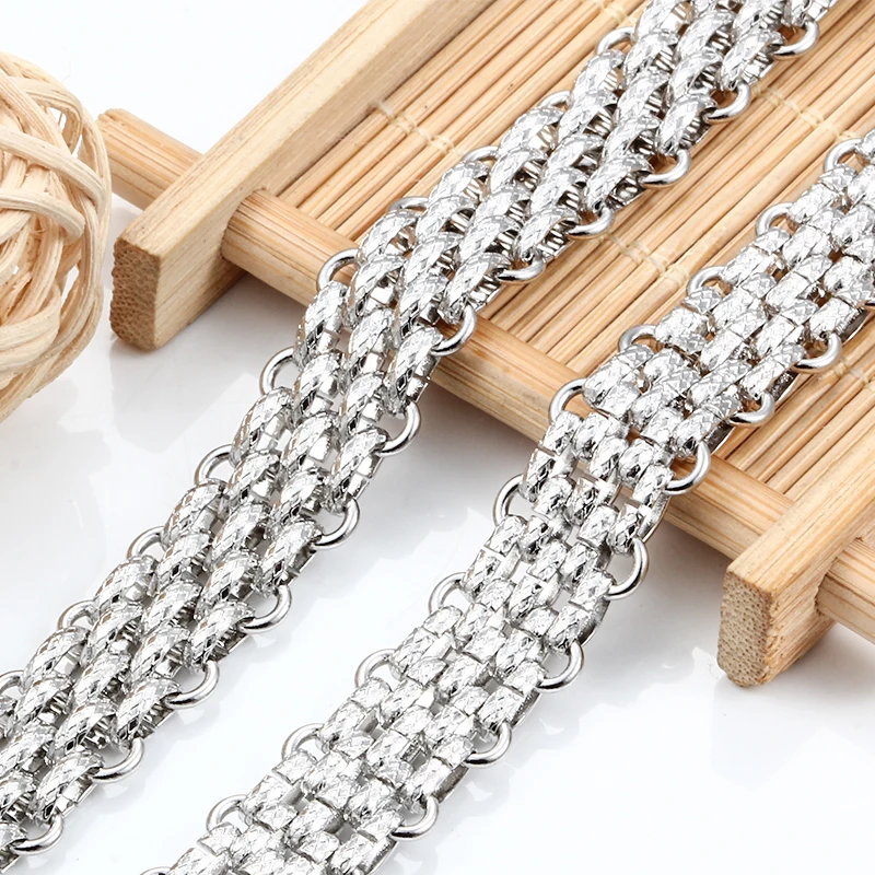 1Meter Stainless Steel 13.5mm Indentation Pattern 5 Rows Of Chain For Jewelry Making Necklace Bracelet Supplies DIY Accessorie