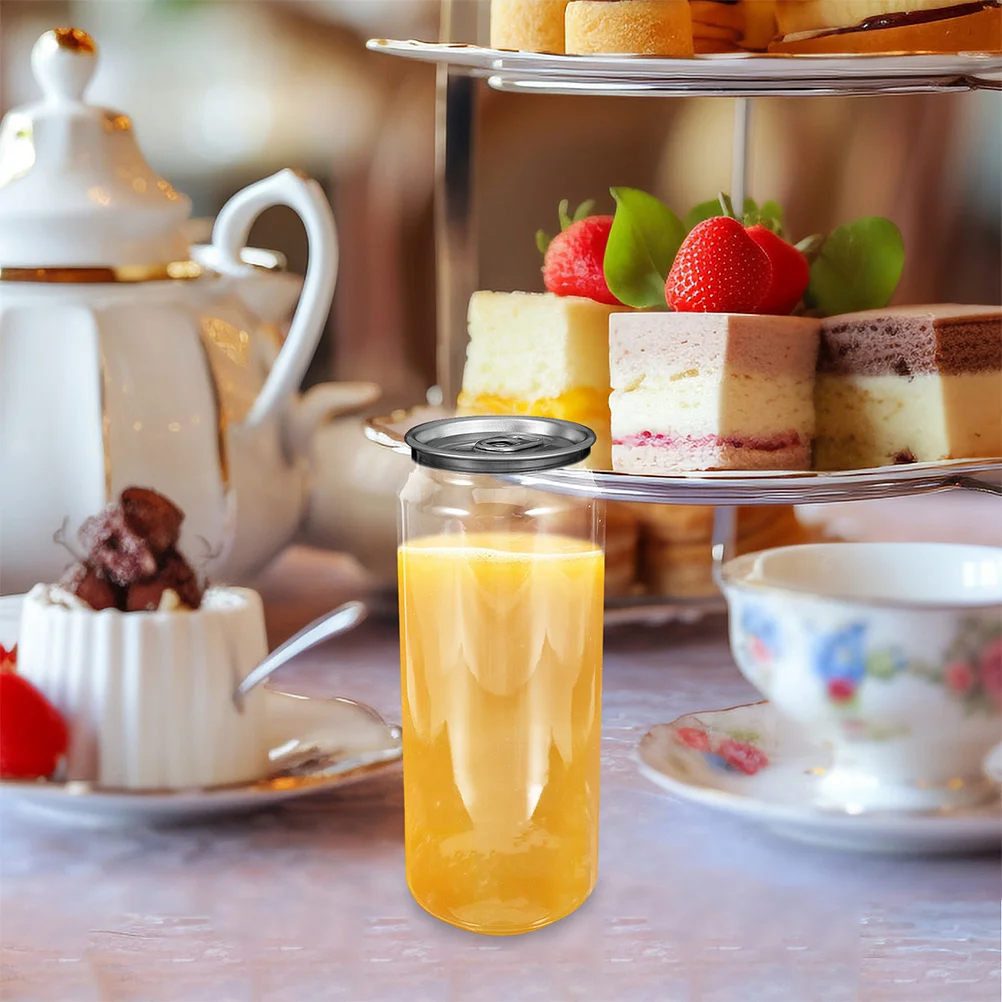 5個の透明な再利用可能なプラスチックボトル、飲料、ジュース、ミルクティー、コーヒー、ソーダ、ナイトマーケット、ショップ、飲料の保管用