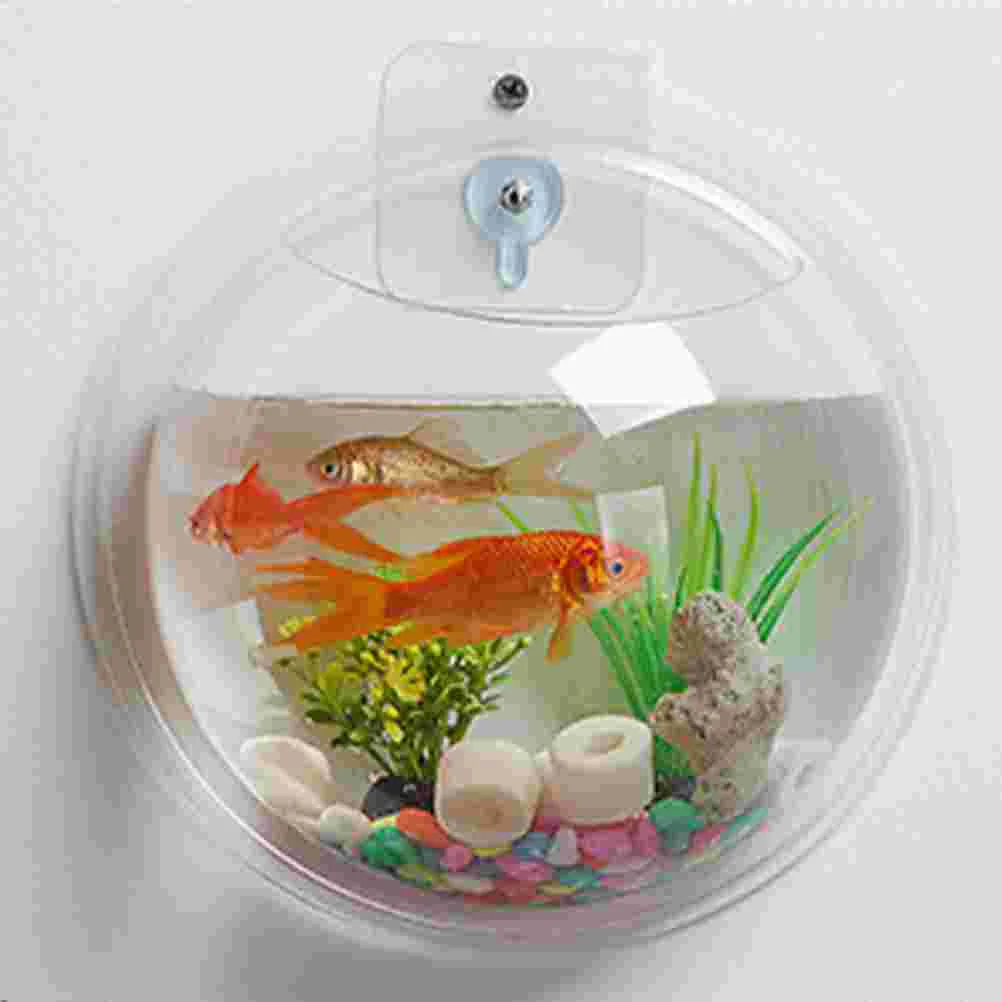 Wall Mounted Fish Tank Wall-mounted Plant Pot Betta Clear Bowl Acrylic Vase Decor Bowls Wall-hanging