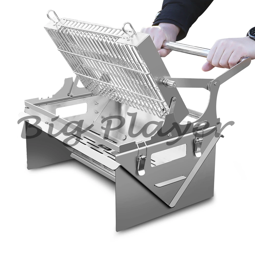 

360 Rotary Outdoor Garden Metal BBQ BBQ Stainless Steel Flip BBQ Camping Picnic Beach Party Folding Home