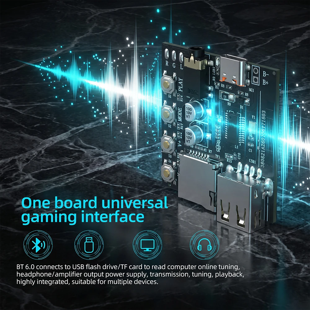 Bluetooth 6.0 Wireless Audio Receiver Board Lossless MP3 FLAC APE WAV WMA Playback Online Tuning Volume Memory For Modification